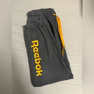 Men’s Grey and Yellow Reebok Joggers